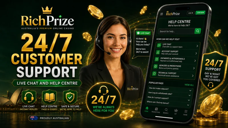 RichPrize help centre and player support options for Australia